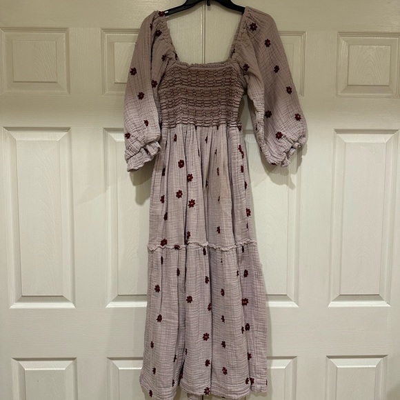NWOT Free People Dahlia Embroidered Maxi Dress -Frost Lavender - Picture 3 of 4